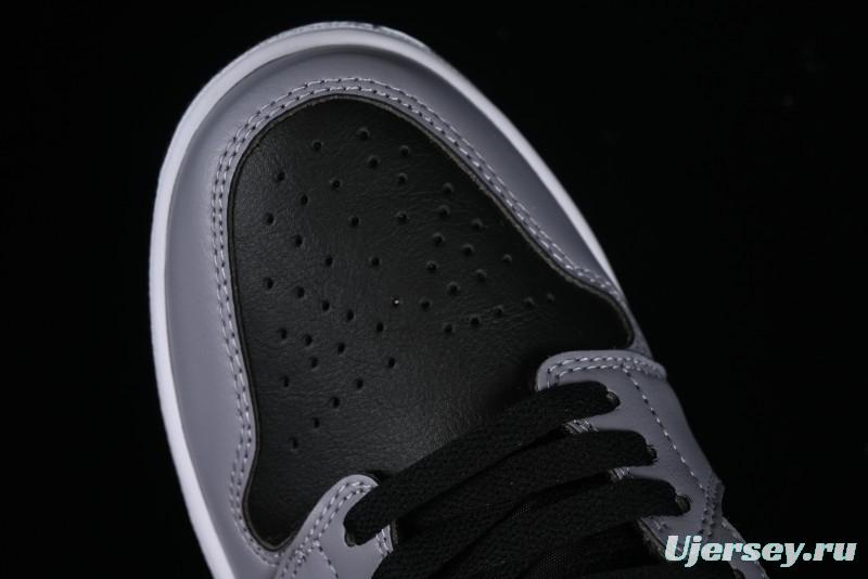 Nike Air Jordan 1 Low AJ1 Basketball Shoes in Grey Black with Red Swoosh - FZ4183-002