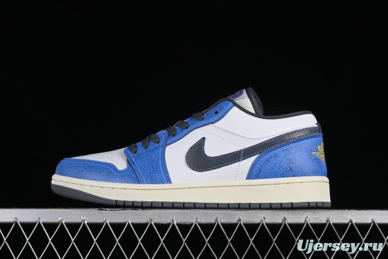Nike Air Jordan 1 Low Flight Vintage Retro Sneakers in White and Blue - FV8439-104