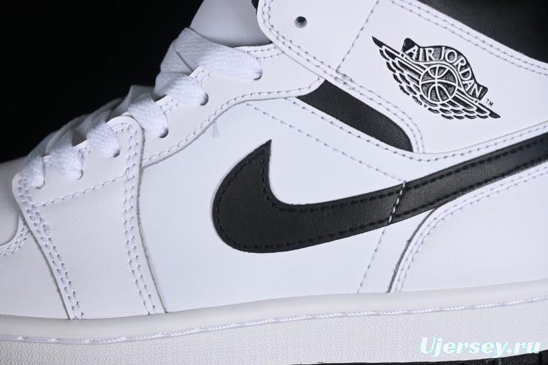 Nike Air Jordan 1 Mid AJ1 White Black Mid-Top Casual Sneakers - DQ8426-132