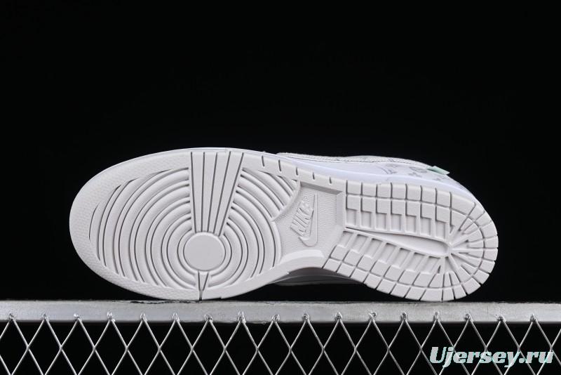 Nike SB Dunk Low Louis Vuitton Collaboration - White Grey Print High-End Custom Low-Top Casual Skate Shoes - LV0526-592
