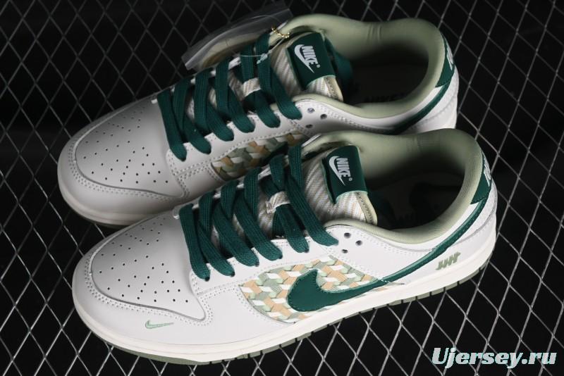Nike SB Dunk Low UN Collaboration - White Green Swoosh Anniversary Custom Low-Top Casual Skate Shoes - DQ1098-359
