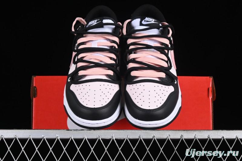 Nike Dunk Low Custom Deconstructed Strap Casual Sneakers in Black Pink - CW1590-100