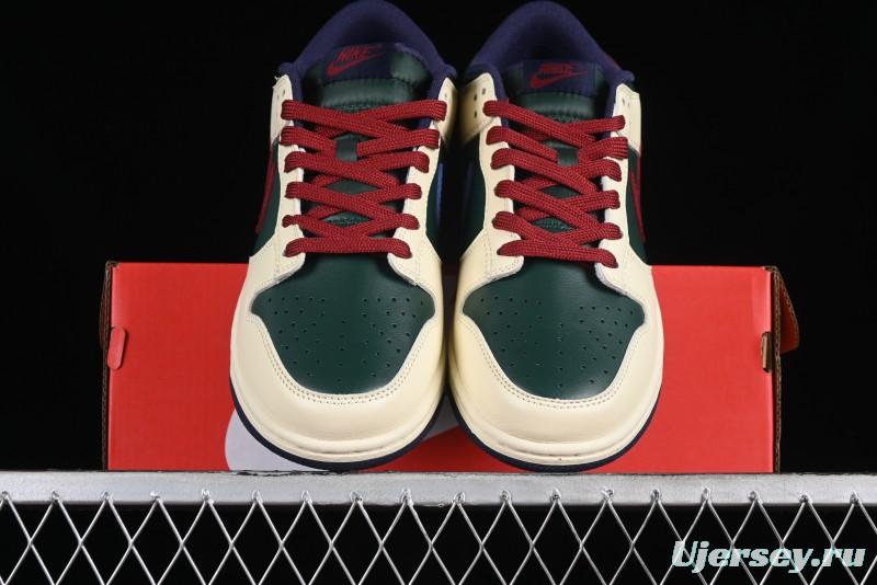 Nike SB Dunk Low Retro Skateboarding Shoes with Gorge Green and Red Swoosh Design - FV8106-361