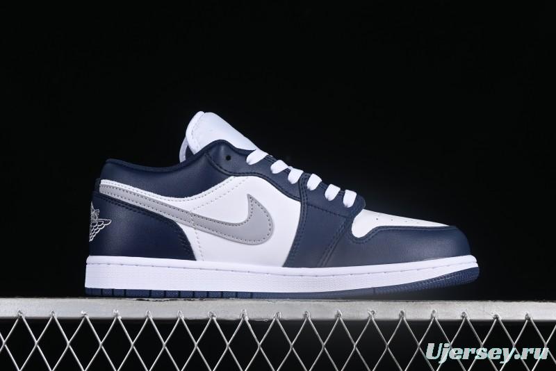 Nike Air Jordan 1 Low AJ1 White Blue Grey Low Top Lifestyle Basketball Shoes - 553558-141