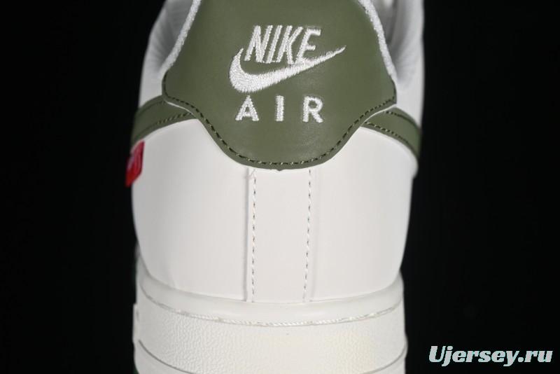 Supreme x Nike Air Force 1'07 Low Beige Green Casual Sneakers with Zoom Air Cushion - HD1968-008