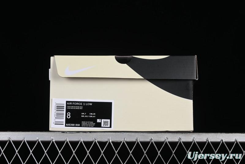 Nike Vlone x Air Force 1 '07 Low Collaboration Wine Red Casual Sneakers - AA5360-010