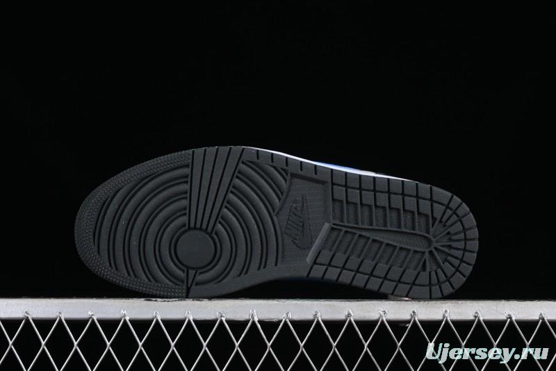 Nike Air Jordan 1 Low AJ1 Black Grey Blue Swoosh Low-Top Lifestyle Basketball Shoes - DC0774-040