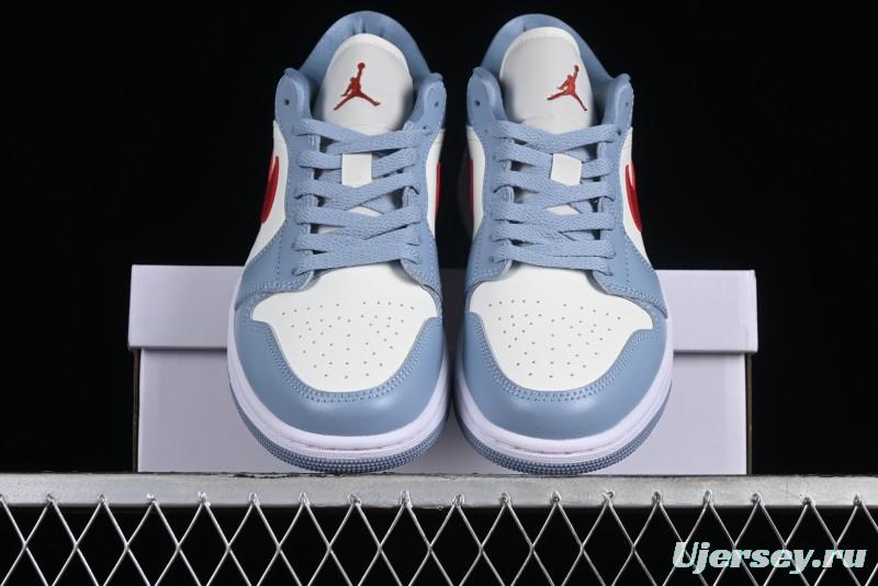 Nike Air Jordan 1 Low AJ1 White Blue Red Toe Casual Sneakers - DC0774-164