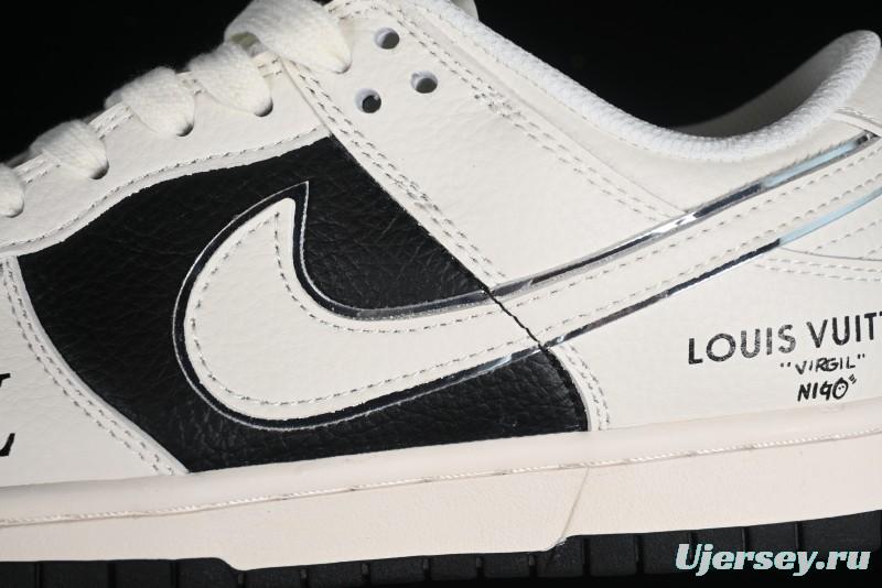 Nike SB Dunk Low LV Collaboration - Elegant Black White Night Light Anniversary High-End Custom Low-Top Casual Sneakers BB8766-208