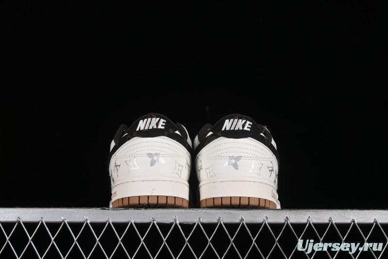Nike Dunk Low LV Louis Vuitton - Beige Black Denim Anniversary High-End Custom Sneakers - DQ1098-341