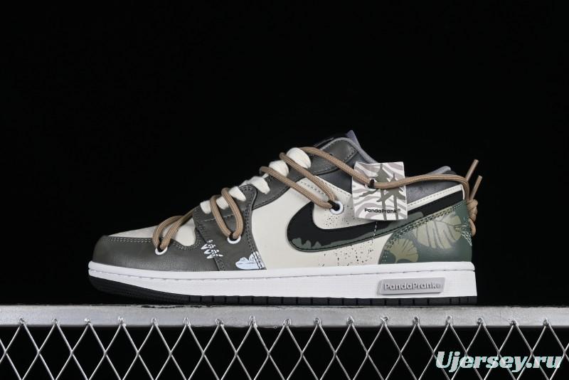 Nike Air Jordan 1 Low Customized Panda Mischief Jungle Adventure Casual Sneakers - 553558-040