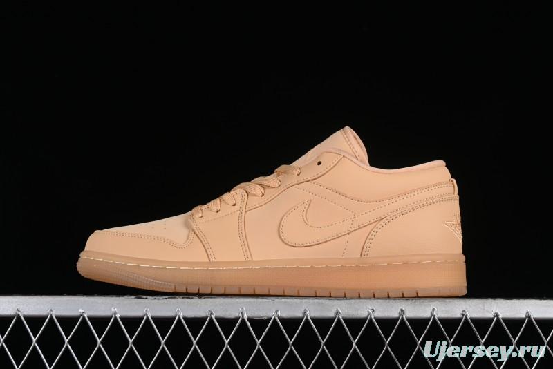 Nike Air Jordan 1 Low AJ1 Lifestyle Basketball Shoes in Warm Yellow with Gum Sole - FZ3972-294