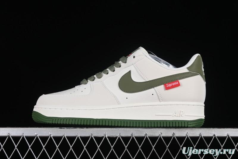 Supreme x Nike Air Force 1'07 Low Beige Green Casual Sneakers with Zoom Air Cushion - HD1968-008