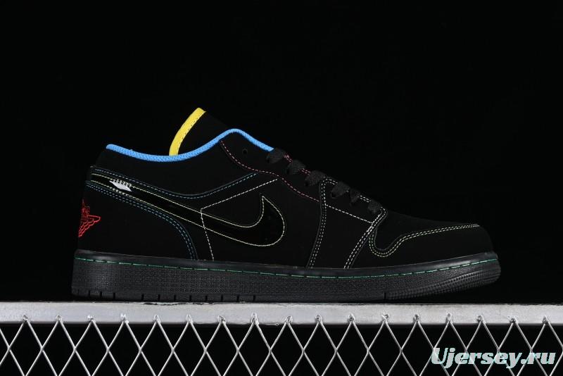 Nike Air Jordan 1 Low AJ1 Black Green Low Top Lifestyle Basketball Shoes - 338145-003