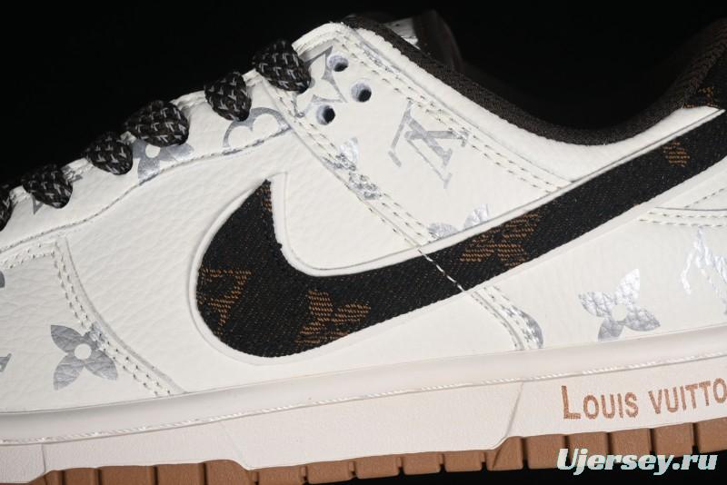 Nike Dunk Low LV Louis Vuitton - Beige Black Denim Anniversary High-End Custom Sneakers - DQ1098-341