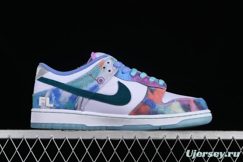 Nike Futura x Dunk Low Pro SB Casual Skate Shoes with Tie-Dye Pattern - HF6061-400