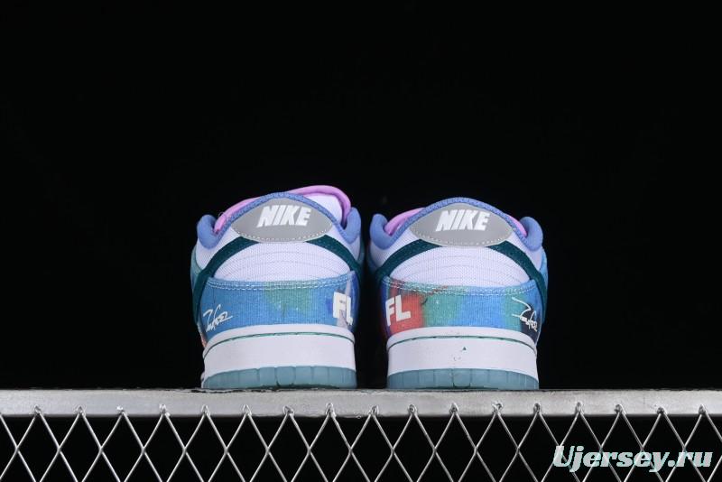 Nike Futura x Dunk Low Pro SB Casual Skate Shoes with Tie-Dye Pattern - HF6061-400