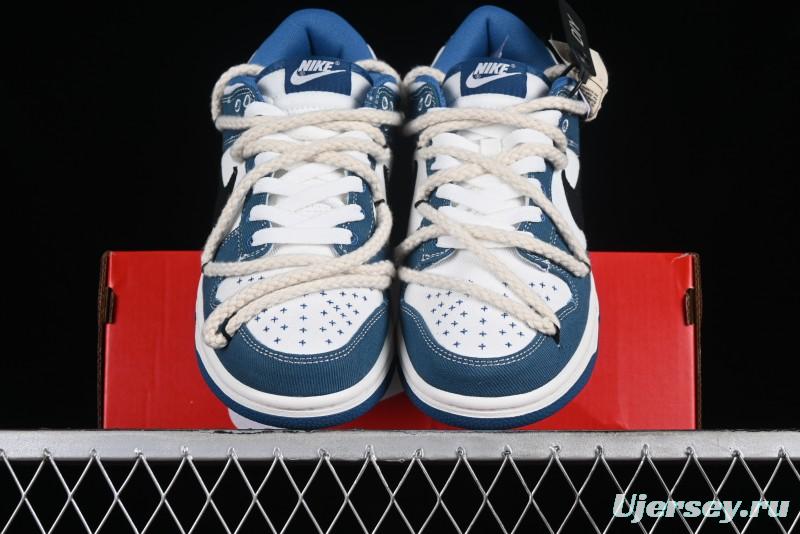 Nike Dunk Low Retro High Street Style Sashiko Stitch Hemp Rope Deconstructed SB Lace-Up Low-Top Casual Sneakers - DV0834-101