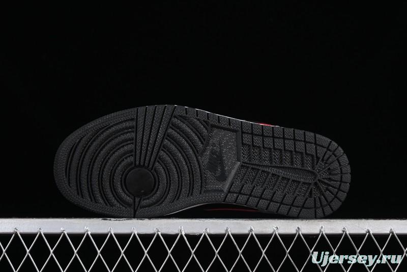 Nike Air Jordan 1 Low AJ1 Basketball Shoes in Grey Black with Red Swoosh - FZ4183-002