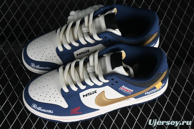 Nike SB Dunk Low Retro White Blue Collaboration Low-Top Casual Skateboarding Shoes - MU0232-365