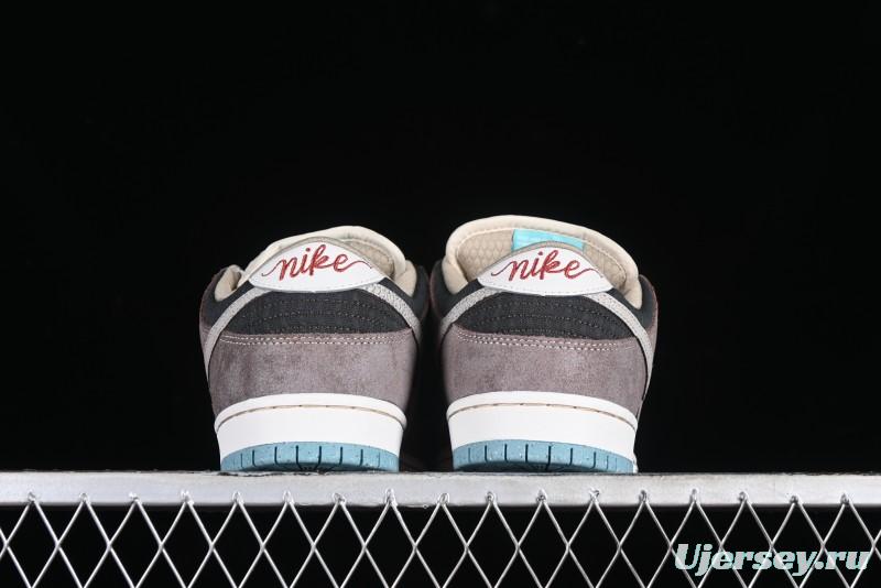 Nike SB Dunk Low Retro Sneakers with Floral Embossed Design and Tiffany Blue Accents - FZ3129-200