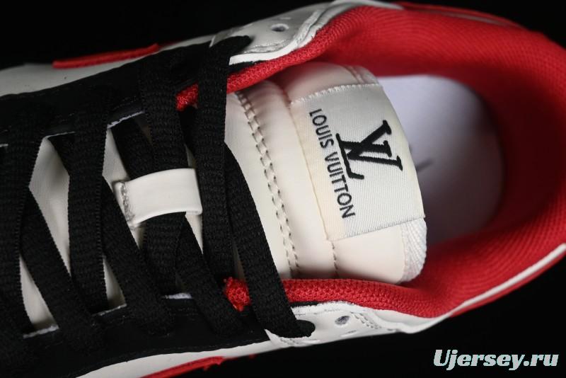 Nike SB Dunk Low LV Collaboration - Beige Black Red Glow in the Dark Anniversary High-End Custom Low-Top Casual Skate Shoes - JH8035-931