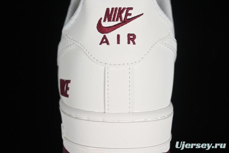 Nike Air Force 1 '07 Low "NIKE" Triple Swoosh Series White Wine Red Classic Casual Sneakers - TV2306-258