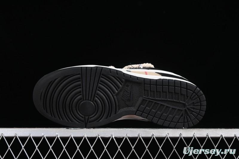 Nike Dunk Low SB Deconstructed Lace-Up Casual Sneakers with Scottish Plaid and Hemp Rope Design - DD1391-100