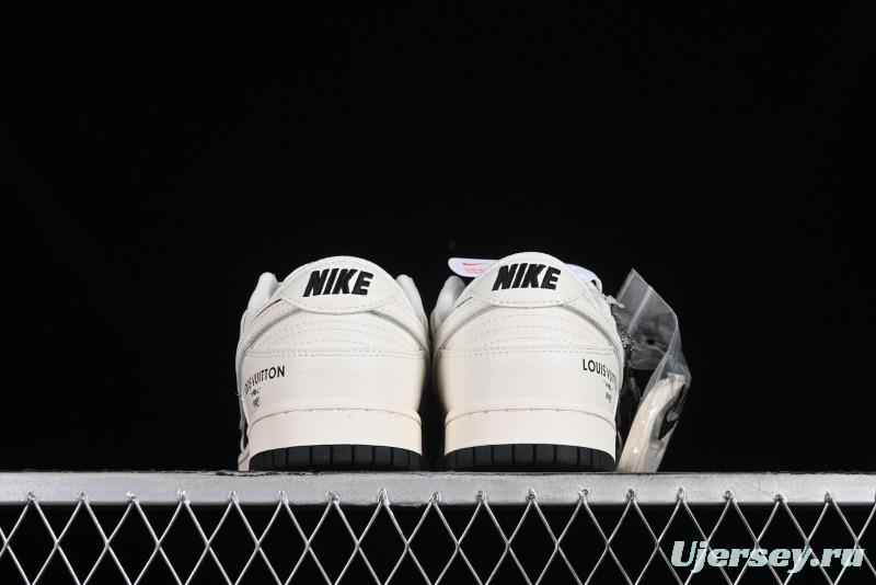 Nike SB Dunk Low LV Collaboration - Elegant Black White Night Light Anniversary High-End Custom Low-Top Casual Sneakers BB8766-208