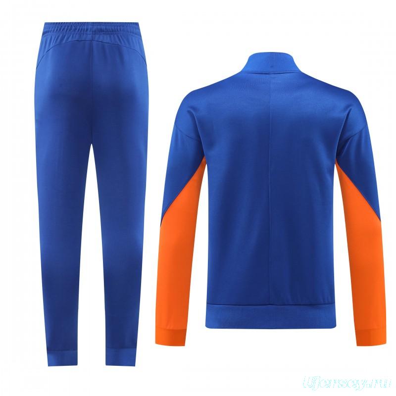 2024 Netherlands Blue Full Zipper Jacket +Long Pants