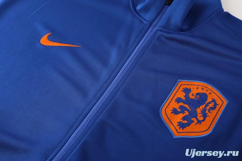 2024 Netherlands Blue Full Zipper Jacket +Long Pants