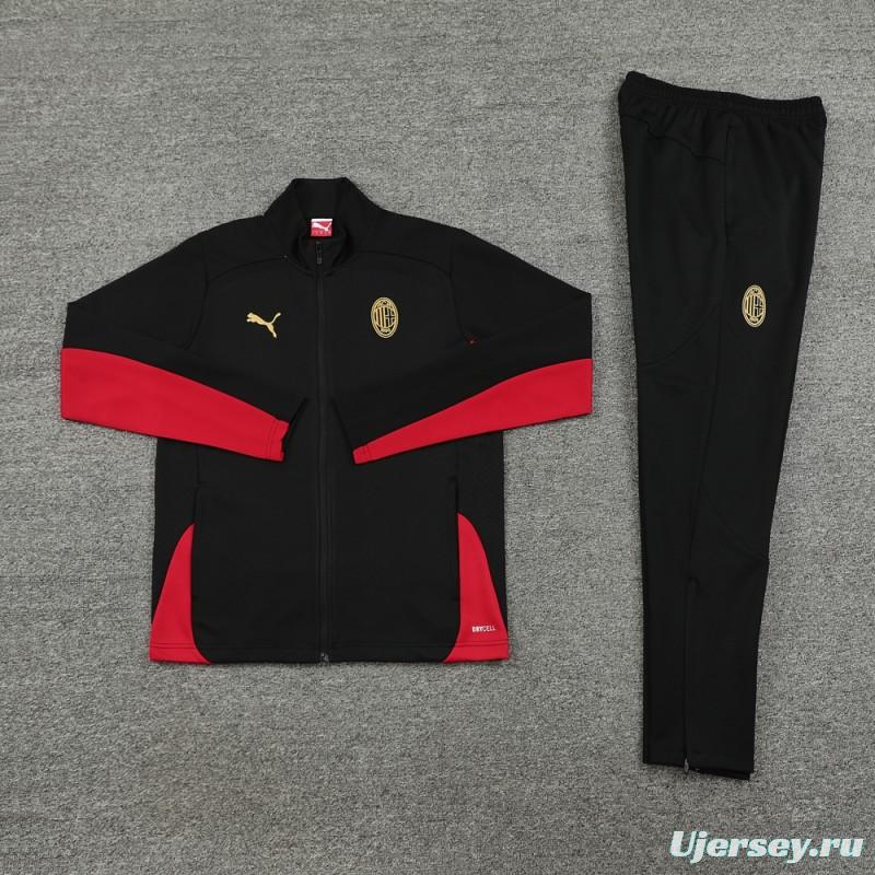 24/25 AC Milan Black/Red Full Zipper Jacket +Long Pants