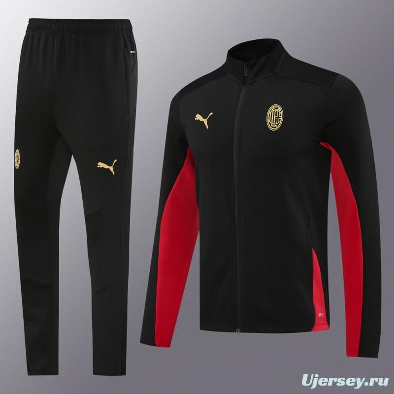 24/25 AC Milan Black/Red Full Zipper Jacket +Long Pants