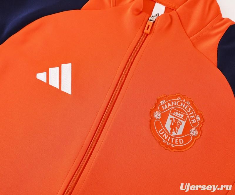 24/25 Manchester United Orange Full Zipper Jacket +Long Pants