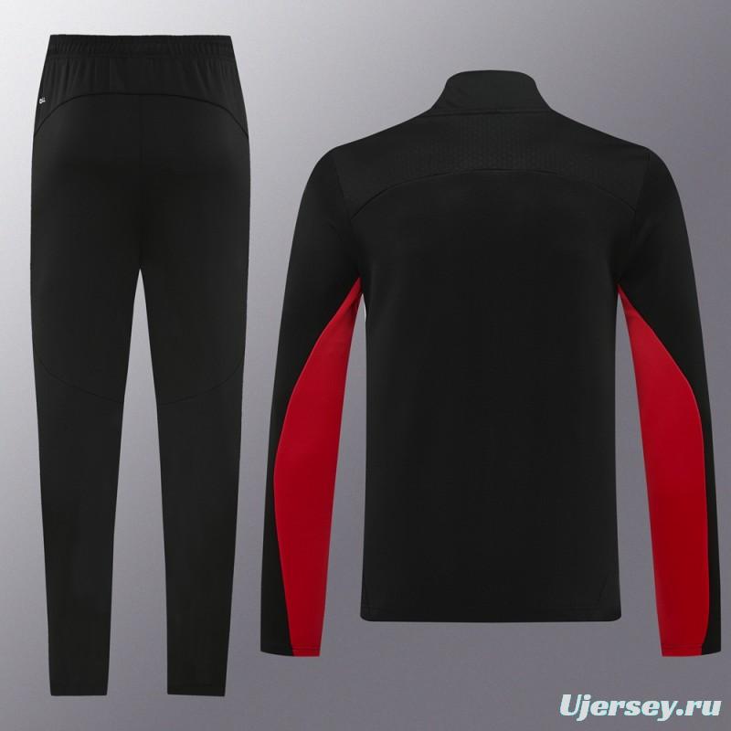 24/25 AC Milan Black/Red Full Zipper Jacket +Long Pants