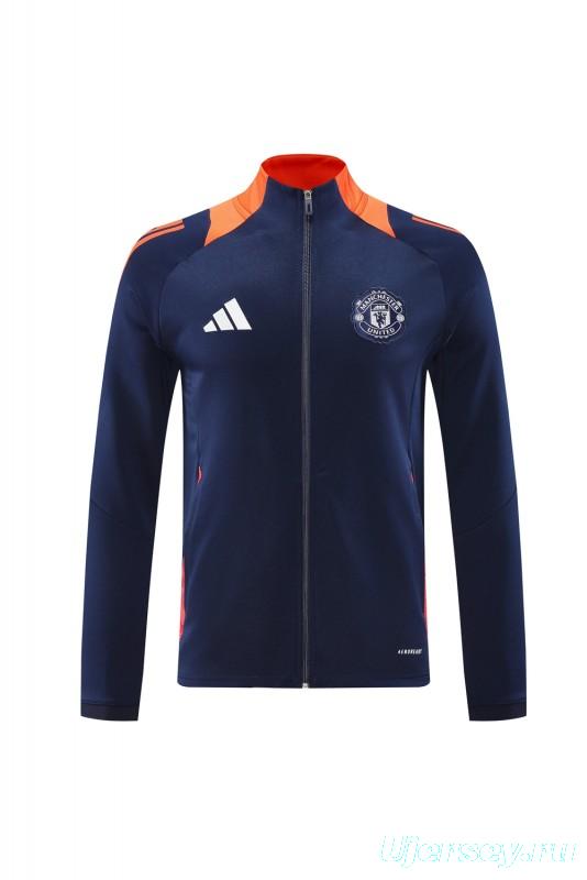 24/25 Manchester United Navy/Orange Full Zipper Jacket +Long Pants