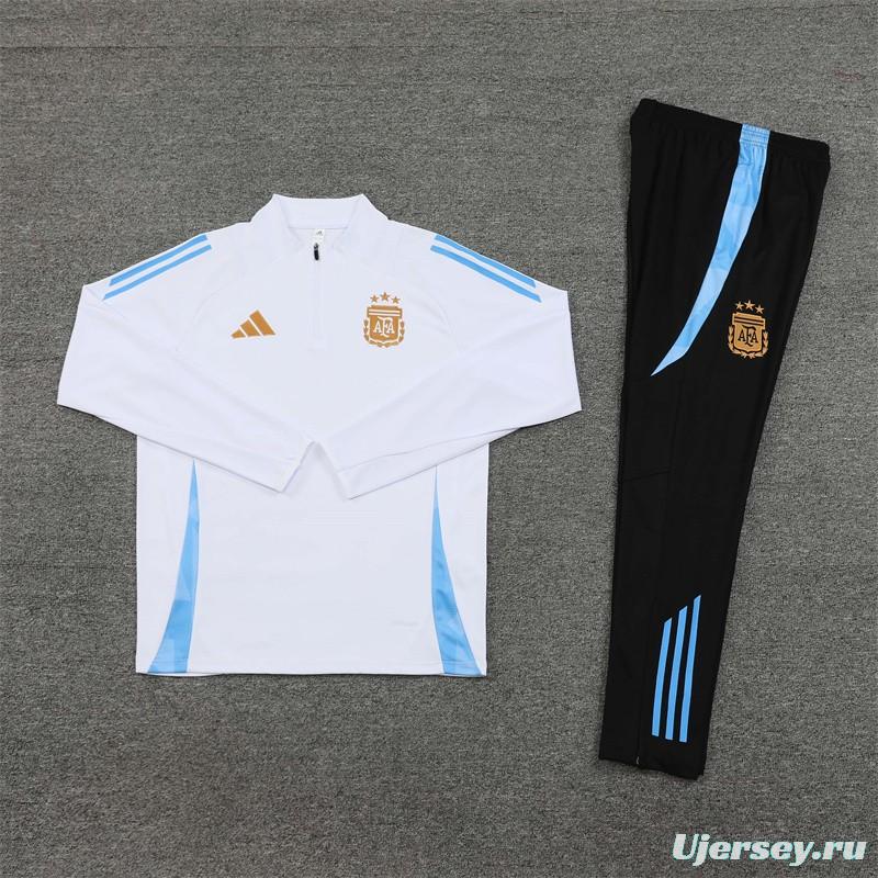 24/25 Argentina White Half Zipper Jacket+Long Pants