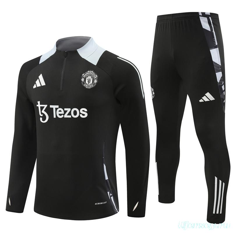 24/25 Manchester United Black Half Zipper Jacket+Long Pants