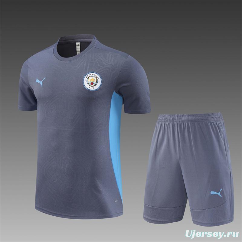 24/25 Manchester City Blue White Short Sleeve Jersey+Shorts