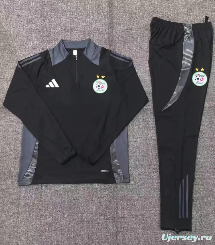 2024 Kids Algeria Black Half Zipper Jacket+Long Pants