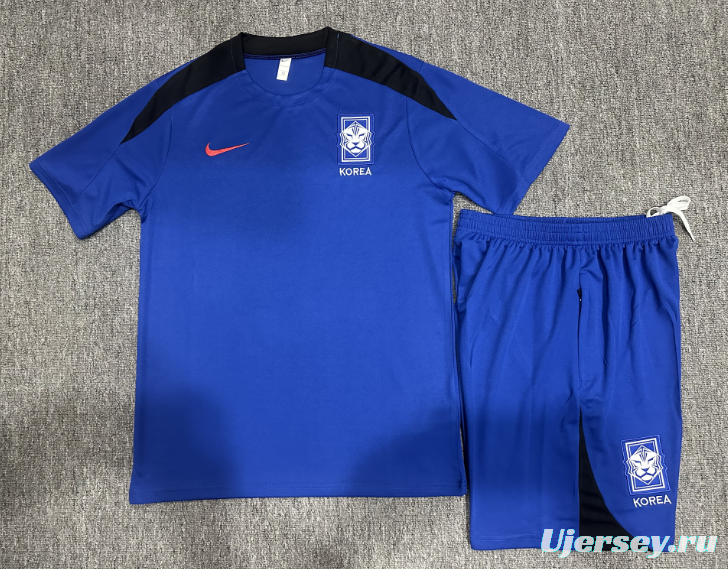 2024 Kids South Korea Blue Short Sleeve Jersey+Shorts