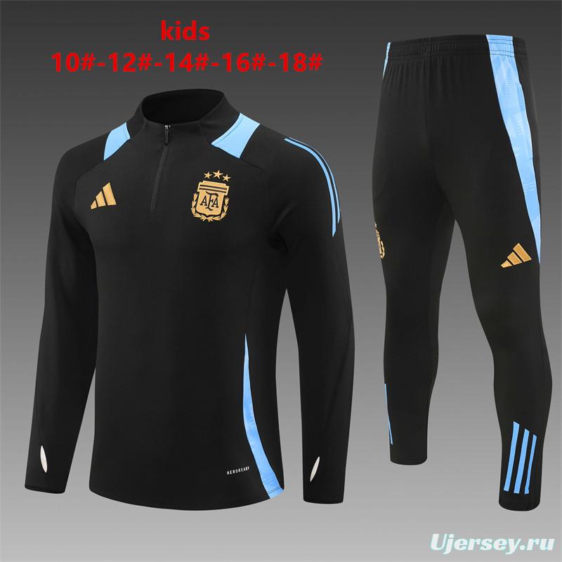 2024 Kids Argentina Black Half Zipper Jacket+Long Pants