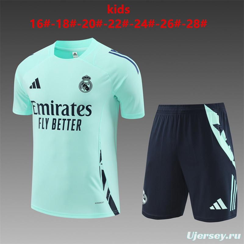 24/25 Kids Real Madrid Lake Blue Short Sleeve Jersey+Shorts