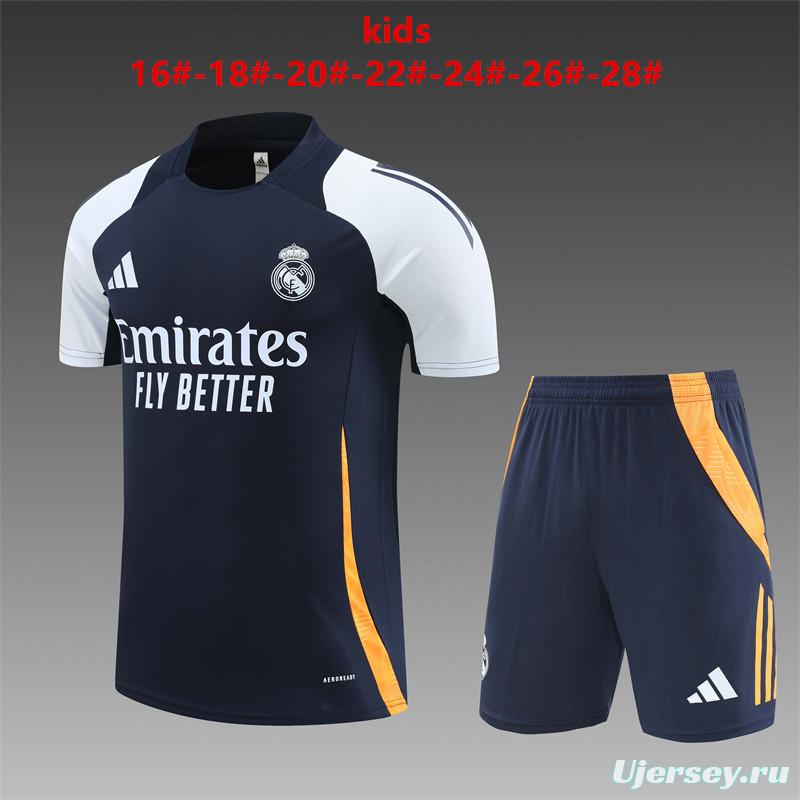 24/25 Kids Real Madrid Navy White Short Sleeve Jersey+Shorts