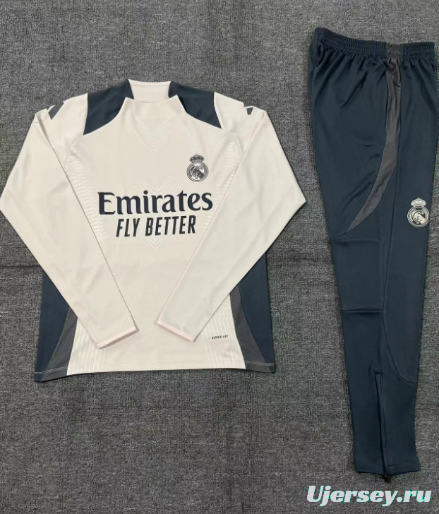 24/25 Kids Real Madrid khaki Half Zipper Jacket+Long Pants