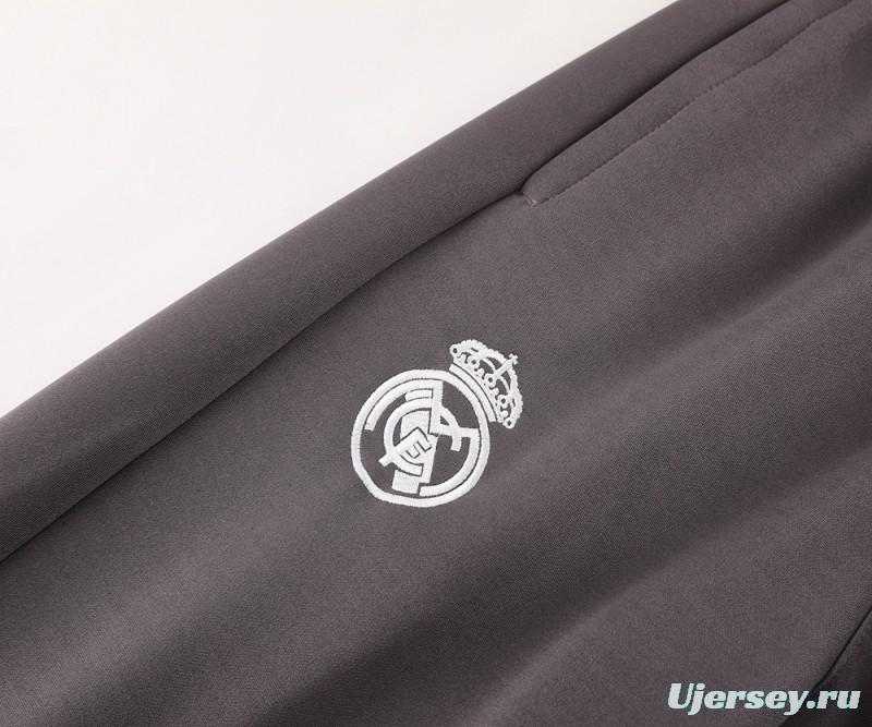 24/25 Real Madrid Grey Full Zipper Jacket +Long Pants