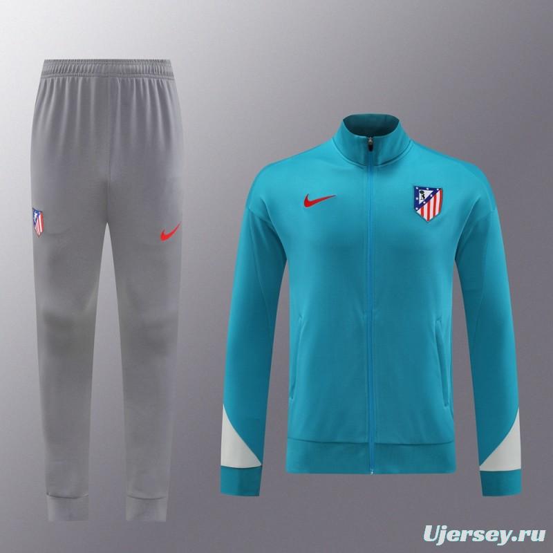 24/25 Atletico Madrid Blue Full Zipper Jacket +Long Pants