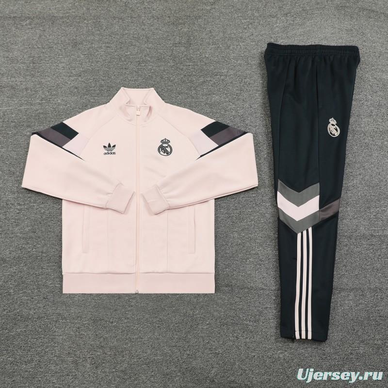 24/25 Real Madrid Light Pink Full Zipper Jacket +Long Pants