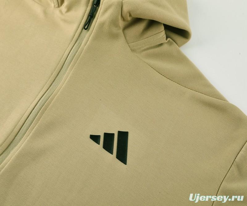 2024 Adidas Yellow Hoodie Full Zipper Jacket +Long Pants