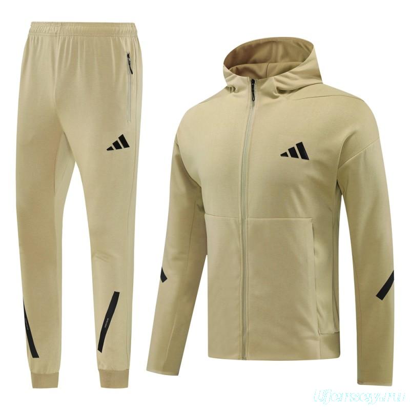 2024 Adidas Yellow Hoodie Full Zipper Jacket +Long Pants